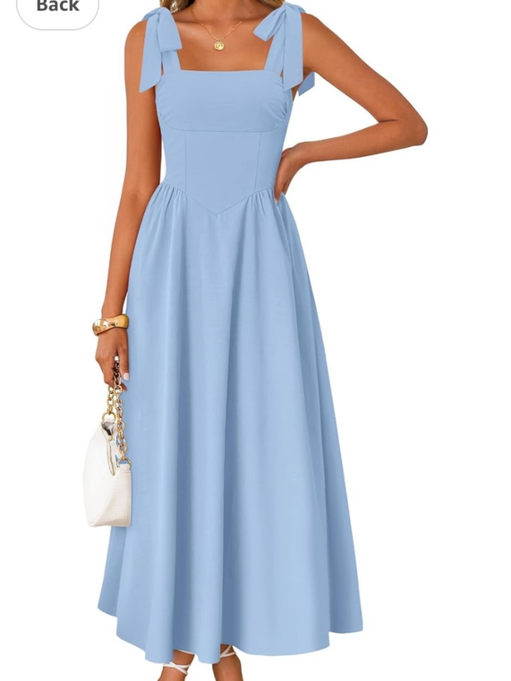 Zesica Baby Blue Maxi Dress with Bow Shoulder Ties